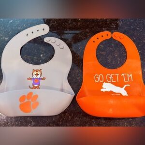 Silicone Bib Set - Gray and Orange - Clemson tigers